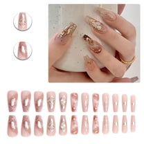 RAGUPEL 24Pcs Glue on Nails for Women,Silver Sequins Coffin Press on Nails,Glossy Finish Stick on Nails for Women,Nails Press on for Photoshoots,Stage Or Red Carpet,Style1