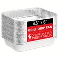 thumbnail image 1 of 20 Pack 8.5"x 6" Aluminum Foil Grease Tray, Disposable Drip Tray, Oil Cup Liner, Compatible With Weber Q/Pulse/Traveler Grill/Spirit Gas I&II/Genesis Gas/Genesis II 200&300, 1 of 4