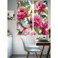 thumbnail image 4 of Pink Floral Sheer Curtains 63 Inch Length 2 Panels Set Window Treatments, Watercolor Flowers Leaves Plants Watercolor Rod Pocket Semi Curtains for Living Room/Bedroom/Kitchen Décor, 104"W x 63"L, 4 of 7