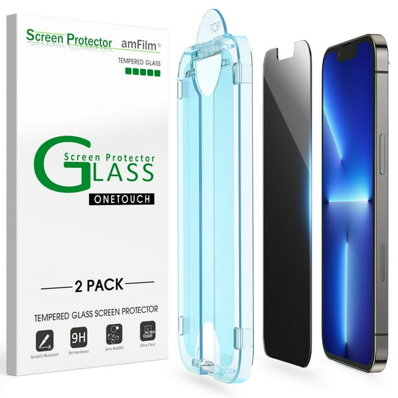 (2 Pack) amFilm iPhone 14 Plus & iPhone 13 Pro Max Privacy Glass Screen Protector (6.7")