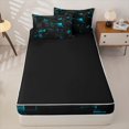 thumbnail image 4 of Erosebridal Cyan Plaid Zipper Full Size Comforter Sets with Fitted Sheet and 2 Pillowcases,Modern Abstract Geometric Zipper Bedding Set For Boys,Black Reversible,4 Pieces, 4 of 7