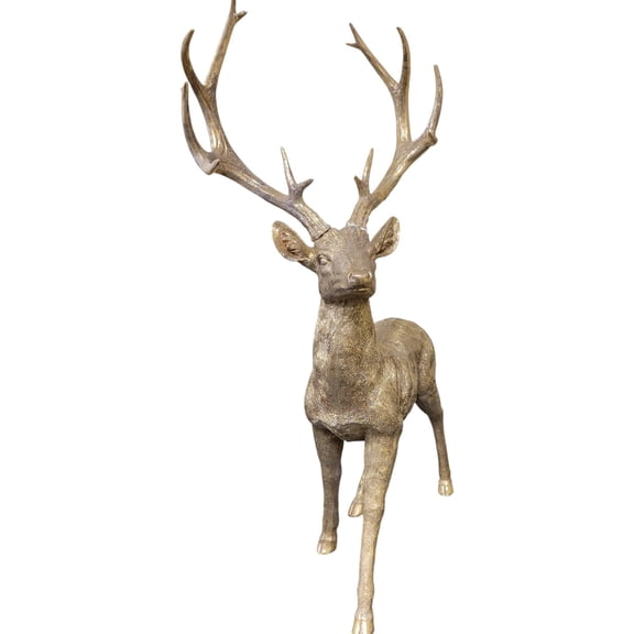 Select Artificials Inc, Antique Gold Standing Reindeer Figurine, 28” Tall Indoor Decorative Accent