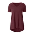thumbnail image 3 of LEEYNEER Summer Tops for Women Short Sleeve Side Split Casual Loose Tunic Top Plus Size V-Neck T-shirt Black XXL, 3 of 4