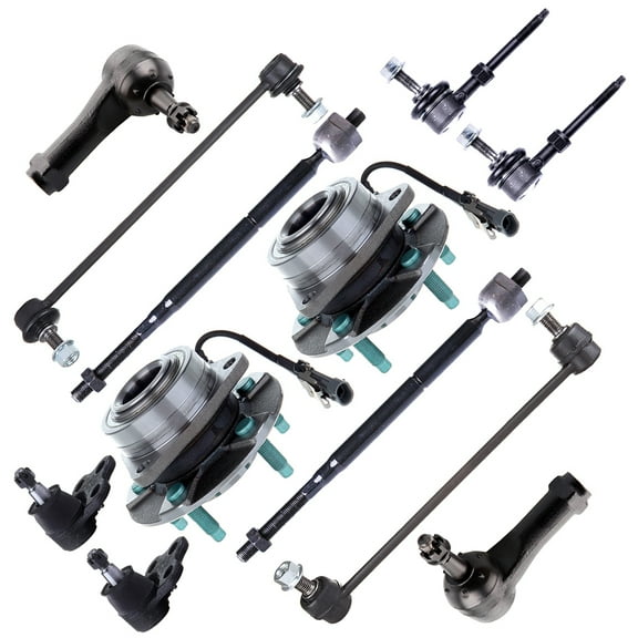 SCITOO 12pcs Suspension Kit 2 Wheel Hub Bearing 2 Outer 2 Inner Tie Rod 2 Rear 2 Front Sway Bar 2 Lower Ball Joint for 2005-06 for Chevrolet Equinox 2006 for Pontiac Torrent 2002-07 for Saturn Vue
