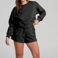 thumbnail image 5 of WCMZJ Women 2 Piece Outfits Sweat Shorts Sets 2024 Long Sleeve Casual Lounge Matching Set Sweatsuit Tracksuit Clothes with Pockets Black M, 5 of 9