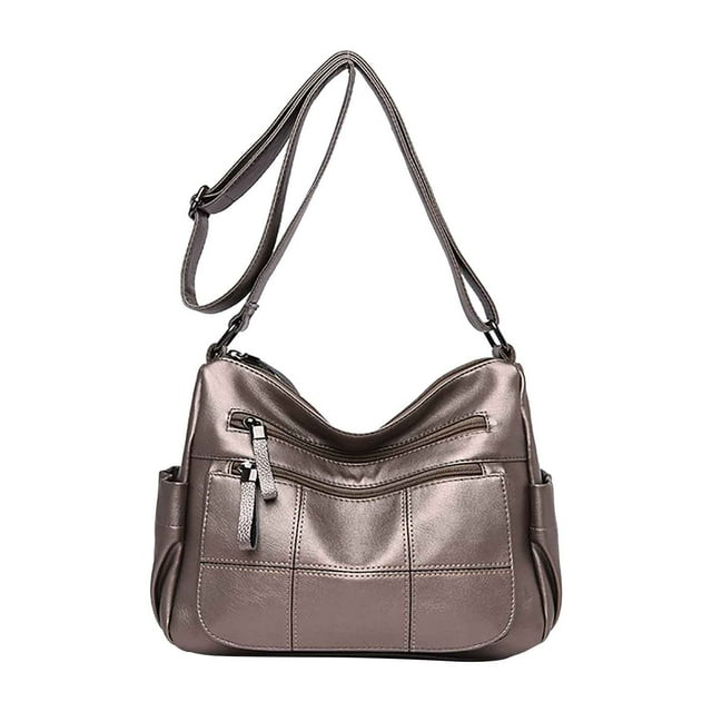 HOARBOEG New One Shoulder Crossbody Bag Leather Large Capacity Multi Compartment Women Bag