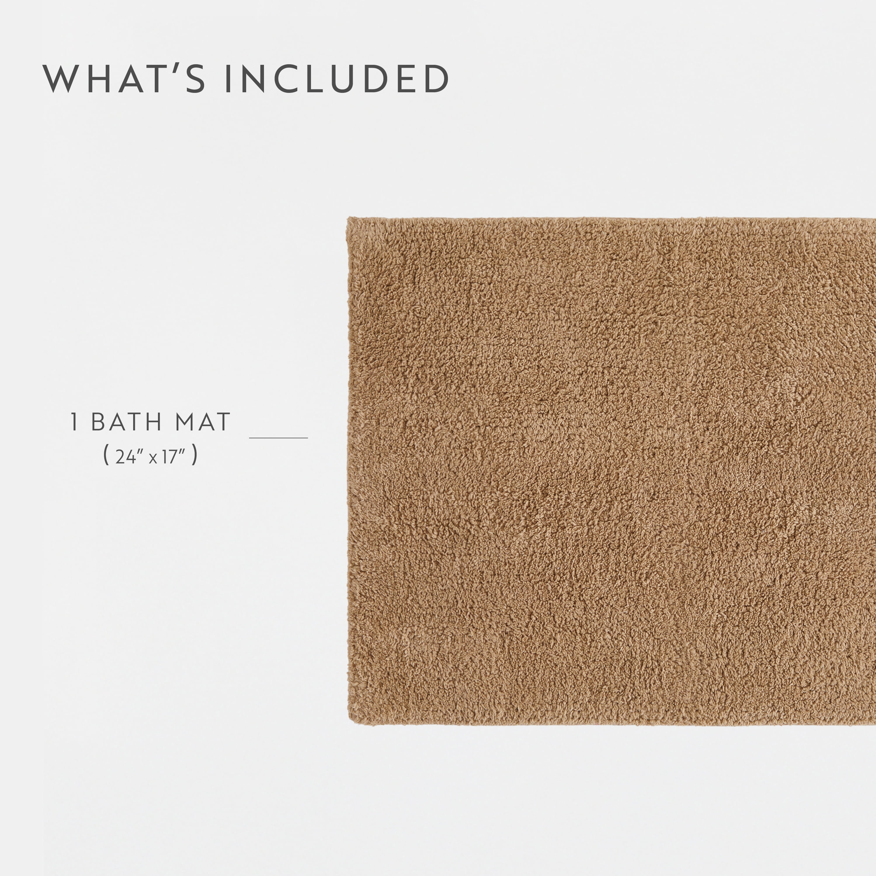 100% Cotton Reversible Solid Bath Mat by Comfort Canopy, Mocha, 24" x 17"