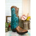 thumbnail image 5 of Rustic Western Country Faux Leather Cowgirl Boot Vase W/ Turquoise Frill Fringe, 5 of 6