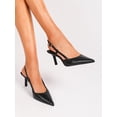 thumbnail image 5 of On feet& in love Women's Pointed Toe Slingback Heels - Black PU Leather Dress Pumps for Office & Wedding - Size 5.5, 5 of 8