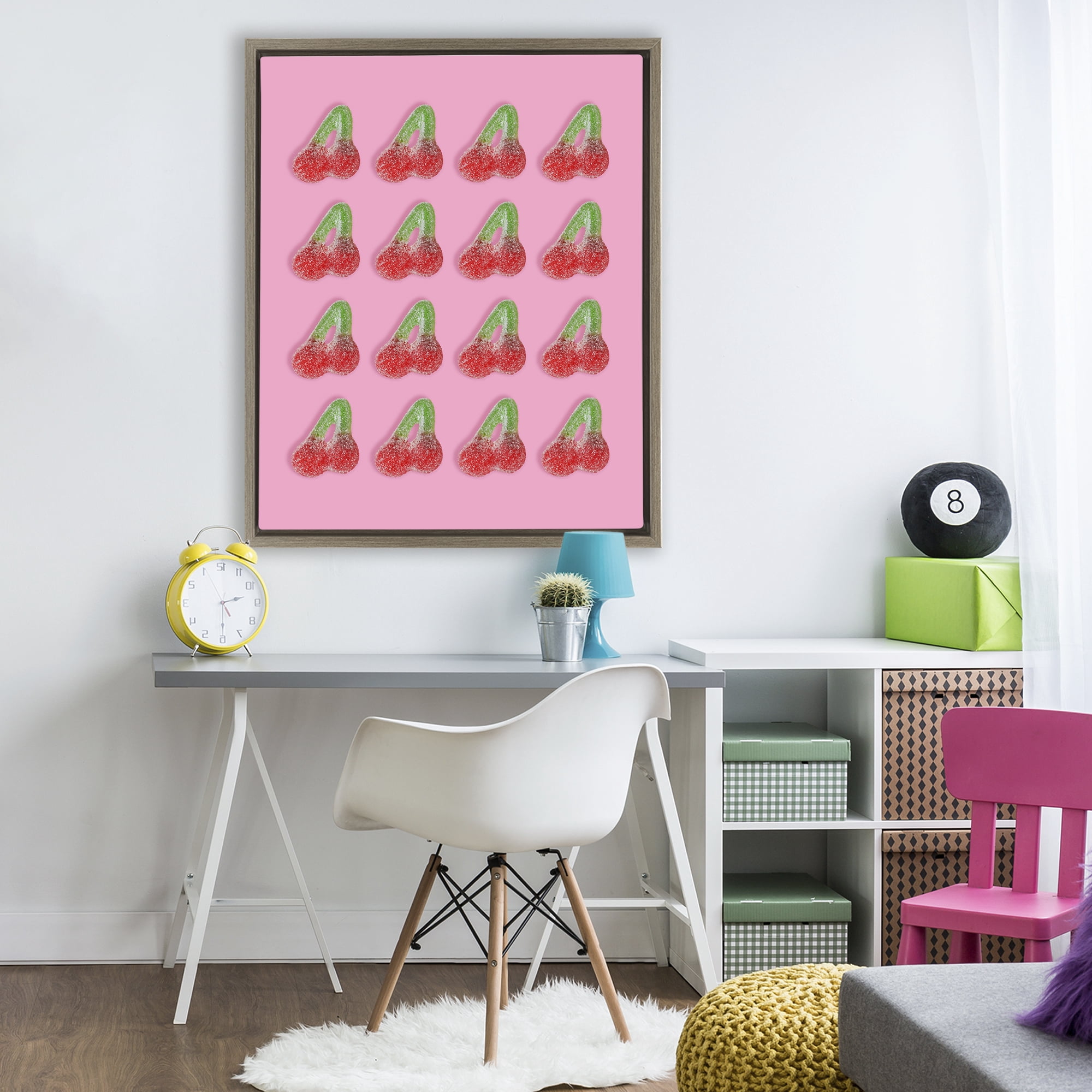 Stupell Industries Cherry Candy Pattern Brown Framed Floater Canvas Wall Art, design by LISH Creative
