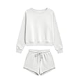 thumbnail image 6 of Ashirexll 2 Piece Sets for Women Solid Color Round Neck Long Sleeve Sweatshirt Top with Elastic Waist Jogger Pants Sporty Set, 6 of 6