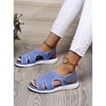 thumbnail image 1 of Sandalias de mujer de estilo europeo y americano de verano, zapatos planos informales tejidos con mosca elásticos transpirables de gran tamaño, 1 of 6