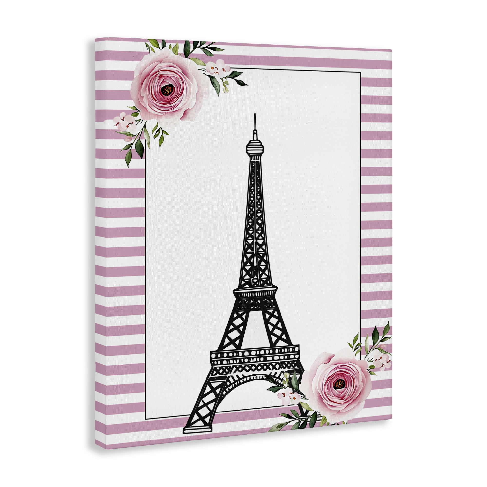 Parisian Tower & Roses Canvas Wall Art, design by Christine Simpson Art