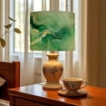 thumbnail image 6 of Linen Drum Lampshades Abstract Green Waves Gold Accents Fluid Art Design Marble 13"x13"x10" Light Shade for Table Lamps Floor Lamp Shades Lampshade Replacement Assembly Required, 6 of 8