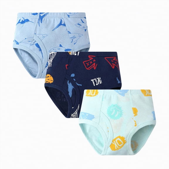 NIEWTR Toddler Boys Underwear Briefs Softest Breathable Briefs with Cute Animal Patterns(Light Blue,5-6 Years)