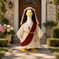 thumbnail image 4 of SHENGXINY Porch Goose Outfit, Religious Robe with Cross Necklace and Wreath Wig Goose Clothes for Patio Outdoor Home Decor Multicolor 23 in, 4 of 9