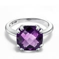 thumbnail image 3 of Gem Stone King 925 Sterling Silver Purple Amethyst Solitaire Ring for Women (3.45 Cttw, Cushion Checkerboard 10MM, Gemstone Birthstone, Available in Size 5, 6, 7, 8, 9), 3 of 6