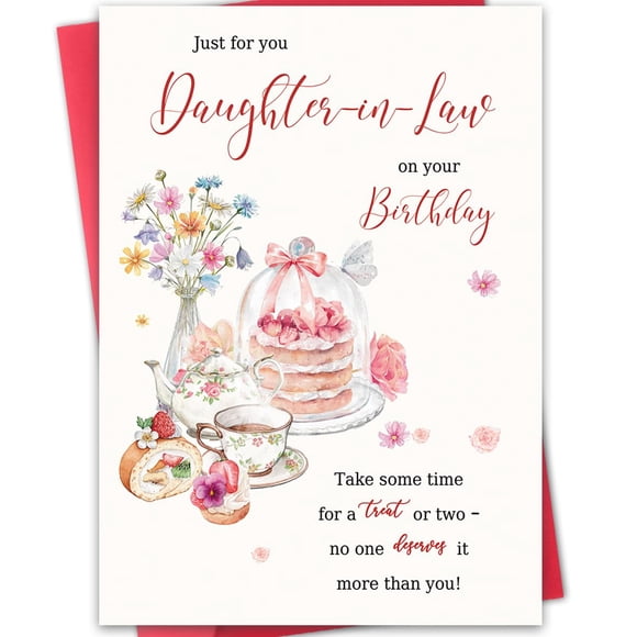 Tarjeta de cumpleaños Hongshan Lovely para nuera, 20,5 x 13,5 cm