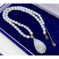thumbnail image 2 of EOEMY Natural 7-9mm Rice White Freshwater Pearl Necklace 18" Jade Pendant For Women, 2 of 5
