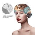 thumbnail image 2 of Kdxio Floating Cat And Donuts Print Shower Cap for Women,Elastic and Reusable,Double Waterproof Layers Bathing Hat, 2 of 6