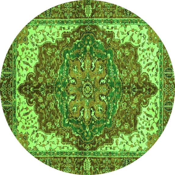 Ahgly Company Indoor Round Persian Green Traditional Area Rugs, 5' Round