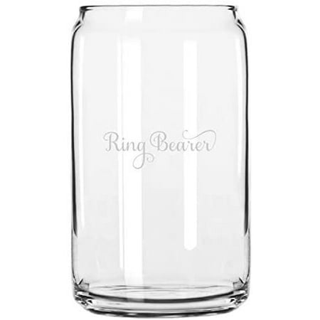

Ring Bearer Samantha Font Wedding Party Themed Etched 16oz Libbey Can Glass