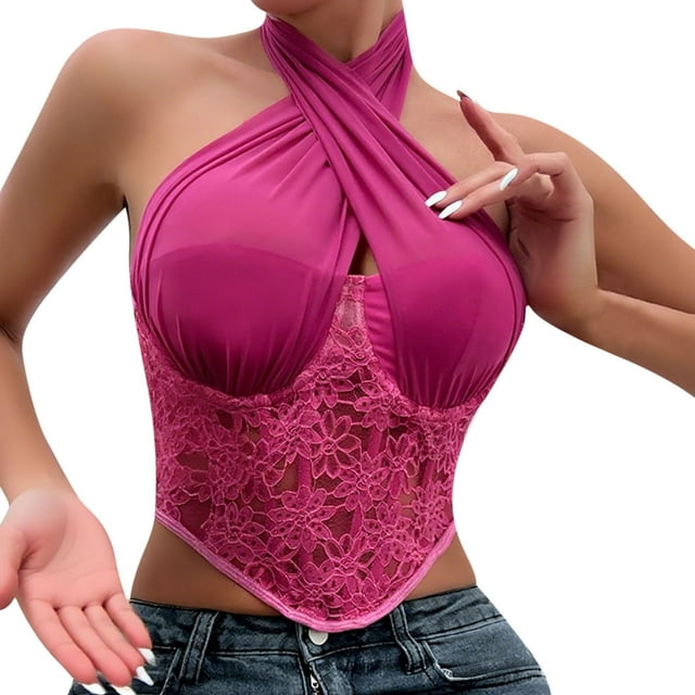 Camisole pour Femmes Dentelle Dos Nu Ruban Taille Gainante Décontractée