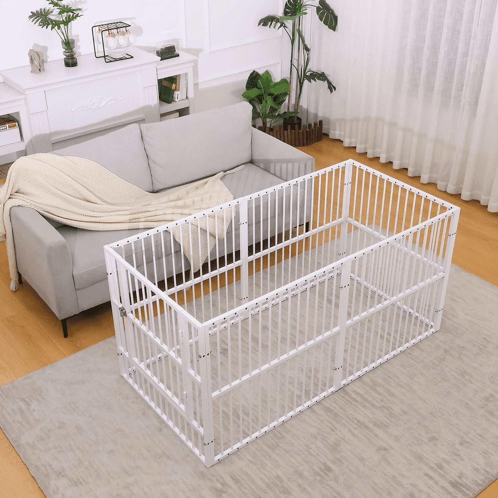 Walnest 6- Panel Metal Pet Exercise Play Pen with Door,31.5"H Foldable Exercise Pen & Pet Playpen Puppy Cat Exercise Fence Barrier Playpen Kennel,White