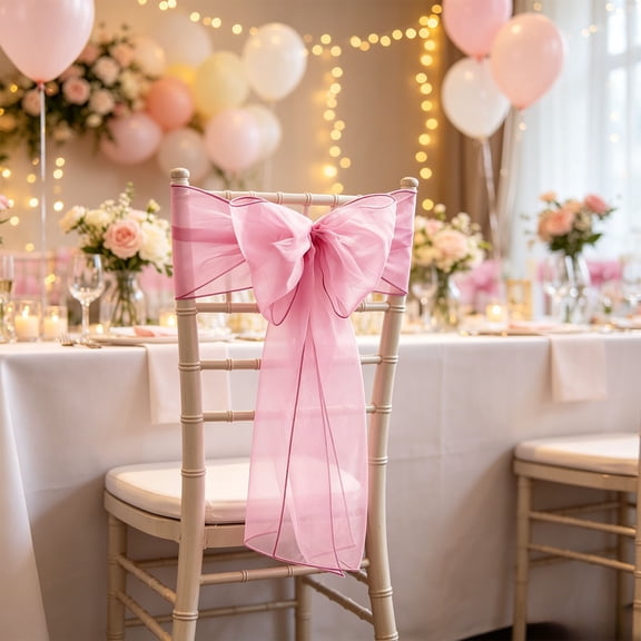 Polyester Chair Sash Bow Ribbon 108x7 Inch For Wedding Party Banquet Event Chair Back Decor