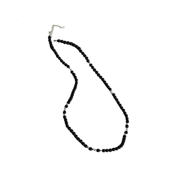 Versatile Turquoise/Onyx Beaded Necklace Natural Gemstones Adjustable Length Clavicle Chain Jewelry Fashion Accessories