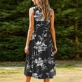 thumbnail image 6 of ClodeEU Women's Crew Neck Sleeveless Floral Print A Line Midi Dress,Casual Summer Swing Dress Black,Women's Plus XL, 6 of 7
