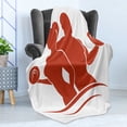 thumbnail image 4 of Fitness Soft Flannel Fleece Blanket, Muscled Man and Woman Silhouettes Holding Dumbbells Gym Health Strength Activity, Cozy Plush for Indoor and Outdoor Use, 50" x 70", Orange White, by Ambesonne, 4 of 5