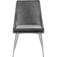 thumbnail image 6 of Maykoosh Baroque Bonanza Modern, Contemporary Velvet Upholstered Dining Chair with Sturdy Metal Legs, Set of 2, 19.5" W x 21.5" D x 33.5" H-Color:Grey and Chrome, 6 of 10