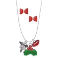 thumbnail image 1 of Delight Jewelry Silvertone Caduceus - DPT Christmas Kiss Charm Necklace and Stud Earrings, 1 of 4
