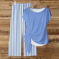 thumbnail image 4 of Summer 2 Piece Sets,2 Piece Outfits for Women Casual Tracksuit Short Sleeve Tops and Wide Leg Long Pants Matching Lounge Sets, 4 of 5