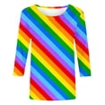 thumbnail image 3 of Tops for Women Women's T-Shirts Three Quarter Length Sleeve Tops Sparkly Stripe Print Tee Shirts Crewneck Blouse Casual Loose Tunic All&nbsp;Orders&nbsp;Placed&nbsp;By&nbsp;Me, 3 of 5