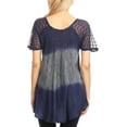 thumbnail image 2 of Sakkas Lily Casual Everyday Summer Short Sleeve Top Blouse with Block Print & Lace - Navy - One Size, 2 of 5