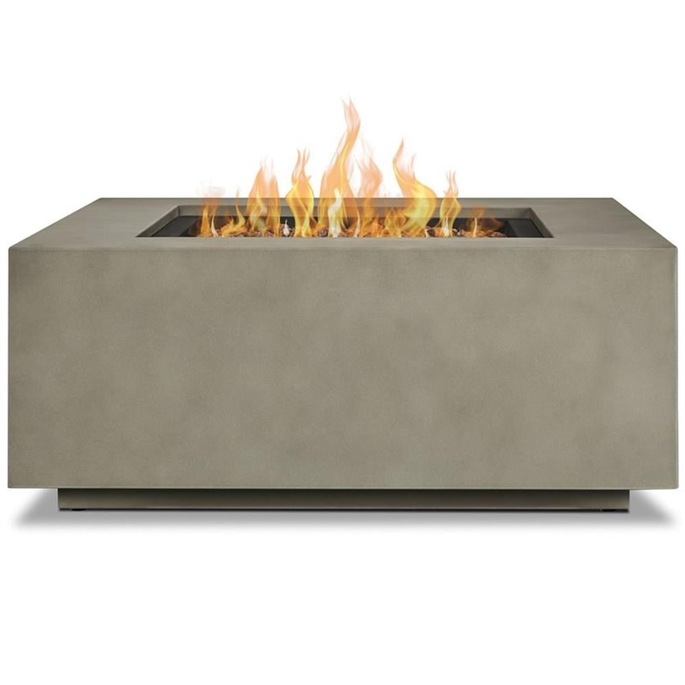 Bowery Hill Traditional Square Propane Fire Table with Conversion Kit in Gray