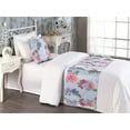 thumbnail image 2 of Spring Bed Runner Set, Rose Colorful Flowers Leaves Flora Watercolor Style Illustration, Decorative Bedding Scarf & a Pillow Sham for Hotels Homes, Twin, Dark Ceil Blue and Pale Teal, by Ambesonne, 2 of 3