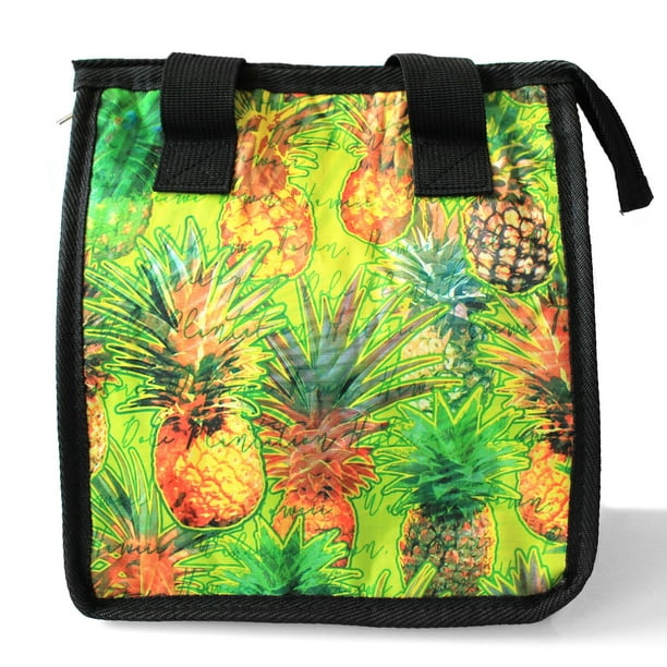 Hawaiian Print Thermal Insulated Zipper Lunch Bag Pineapple Paradise In Green Large Walmart Com Walmart Com