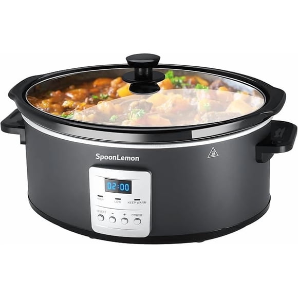 7QT Electric Slow Cooker With 280w, Digital 20h Timer & 3-Level Heat Cookers For Kitchen, Oval Ceramic Inner Pot For Family Dinners, Home Essentials