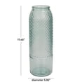 thumbnail image 3 of DecMode 17" Handmade Slim Spanish Light Blue Recycled Glass Vase with Textured Diamond Pattern, 3 of 8