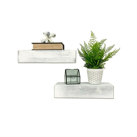Del Hutson Designs White 16inch Artisan Haute Floating Shelves, Set of 2