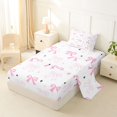 thumbnail image 2 of Erosebridal Pink Princess Bow Twin Sheet Sets for Girls Women, Cute Ribbon Star Bedding, 3 Pieces, 2 of 6