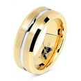 thumbnail image 2 of Tungsten Rings for Mens Gold Wedding Bands Silver Grooved Two Tone 8mm Wide Size 6-16 (Tungsten, 8), 2 of 6