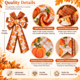 thumbnail image 4 of Halloween Pumpkin Wreath Bow, Faux Ribbon Ornament, Thanksgiving Fall Door Decor, Large Velvet Bow for Wreath & Tree, Rustic Harvest Decoration Accent​, B, 4 of 7