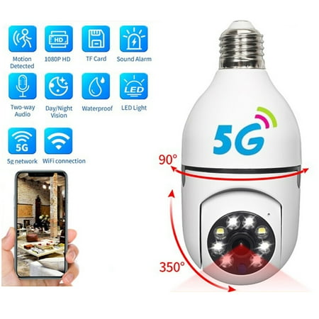 

HD 1080P E27 2.4G/5G Wifi IP Camera Light Bulb Home Security Camera 360° Panoramic