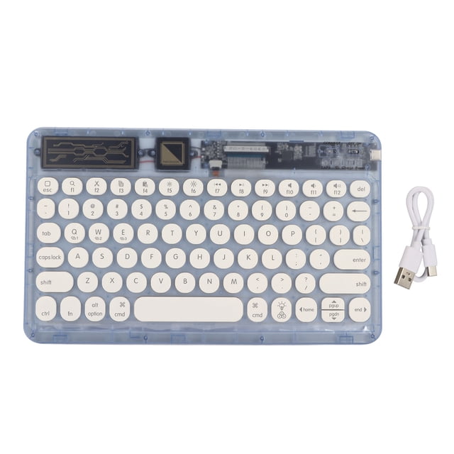 Teclado Bluetooth Retro Ultra Delgado RGB Luz Retro Mini Teclado Inalámbrico para Viajes en Casa Viaje de Negocios Azul