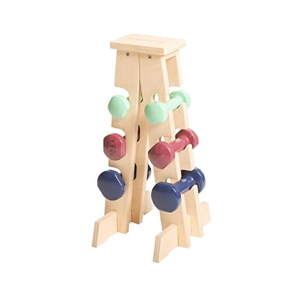 Dumbbell Rack Weight Rack for Home Gym Dumbbell Stand in Wood Made in Italy (155LBS-6 Weights)