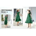 thumbnail image 3 of Aiyino Women's Summer Casual Dresses Short Sleeve Elastic Waist Tiered Midi Dress Plus Size,L Green, 3 of 7